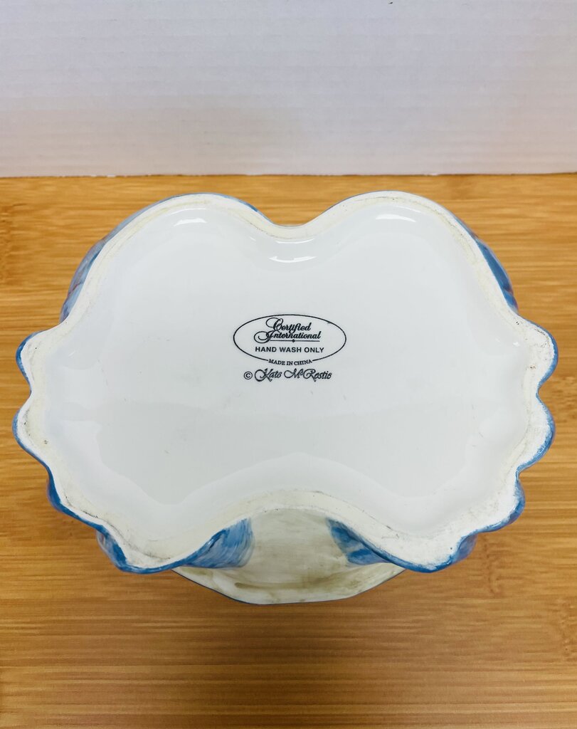 RARE CERAMIC KATE McROSTIE CRAP DIP BOWL WITH SPREADER