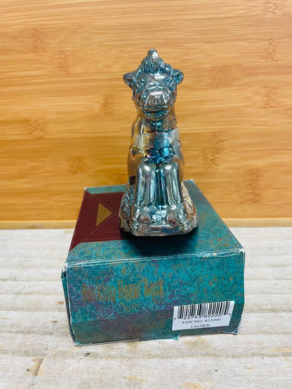 VINTAGE SILVER PLATED ROCKING HORSE BANK IN BOX