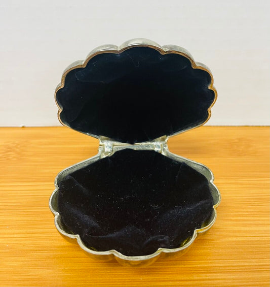SILVER PLATED CLAM SHELL JEWELRY BOX