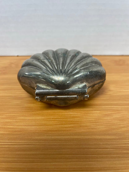 SILVER PLATED CLAM SHELL JEWELRY BOX