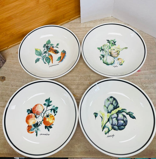 OVER AND BACK SET OF 4 VEGGIE BOWLS 9.5"