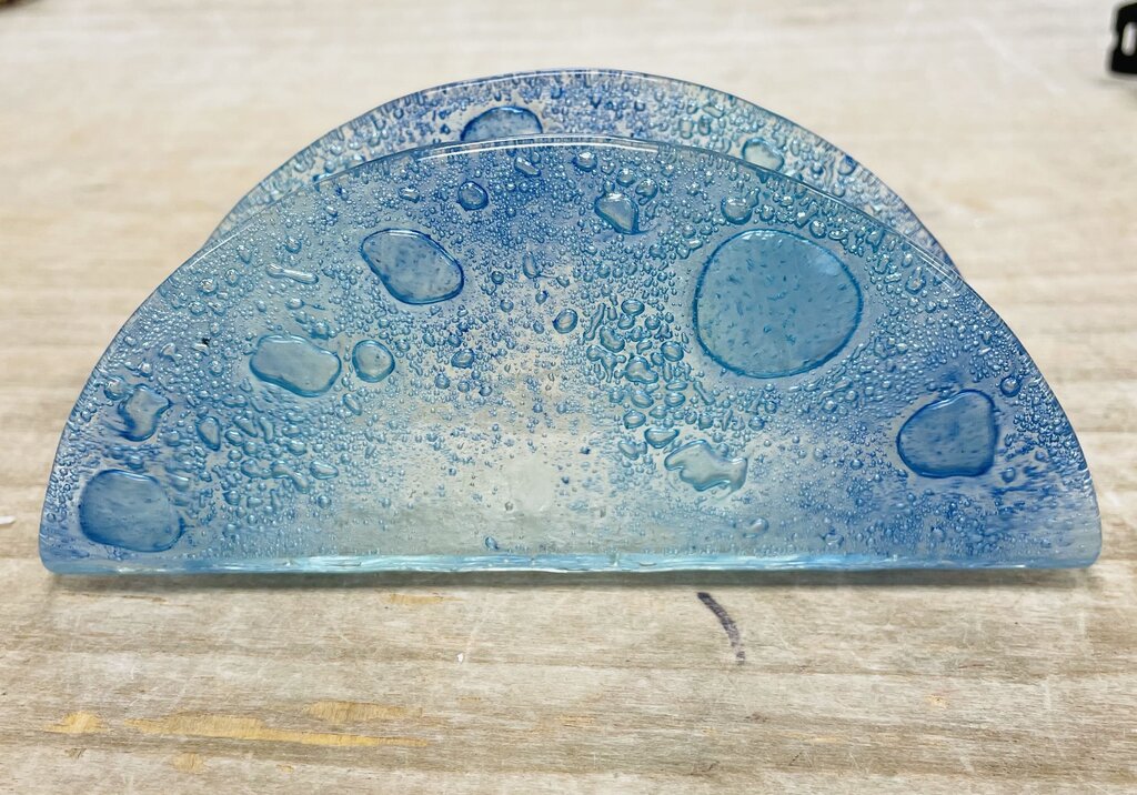 MCM BLUE OMBRE GLASS NAPKIN HOLDER