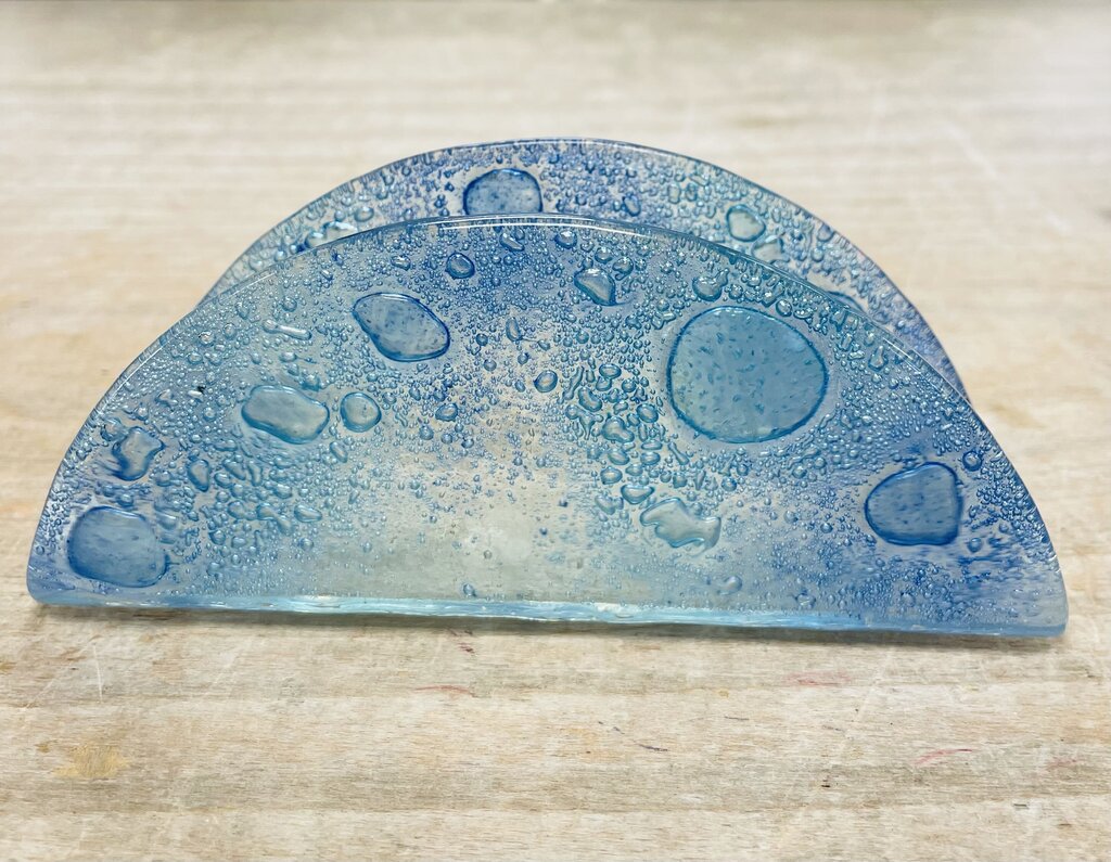 MCM BLUE OMBRE GLASS NAPKIN HOLDER