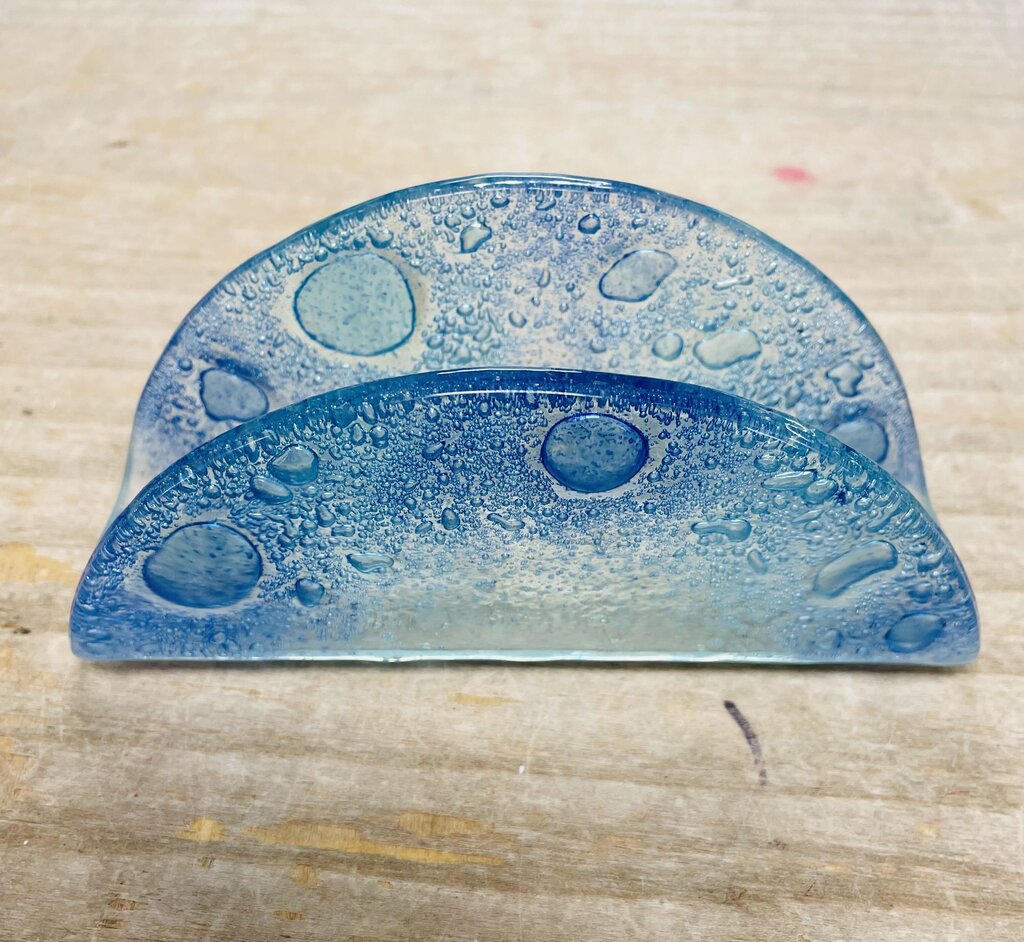 MCM BLUE OMBRE GLASS NAPKIN HOLDER