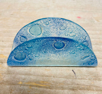MCM BLUE OMBRE GLASS NAPKIN HOLDER