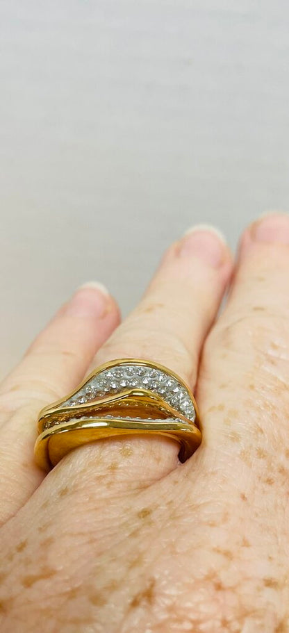 SWAROVSKI GOLD PLATED CRYSTAL RING SIZE 6.5