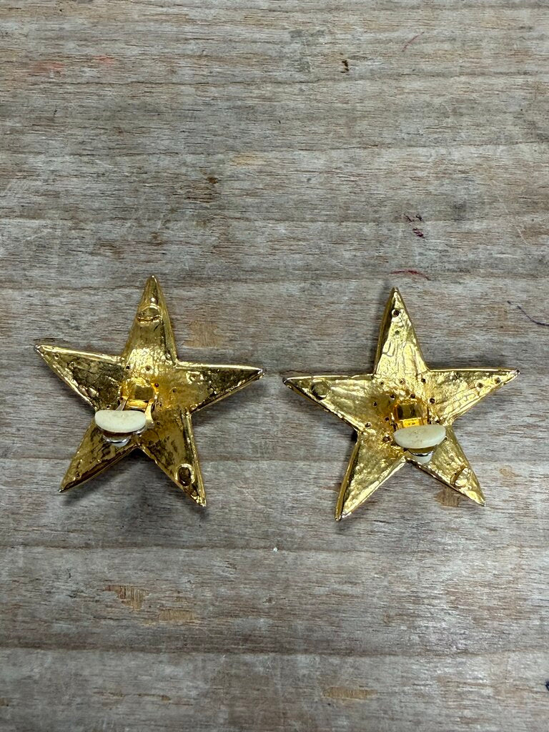 VINTAGE STAR CRYSTAL CLIP ON EARRINGS