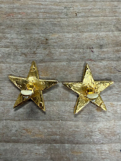 VINTAGE STAR CRYSTAL CLIP ON EARRINGS