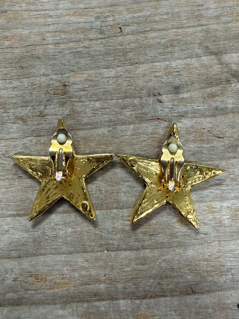 VINTAGE STAR CRYSTAL CLIP ON EARRINGS