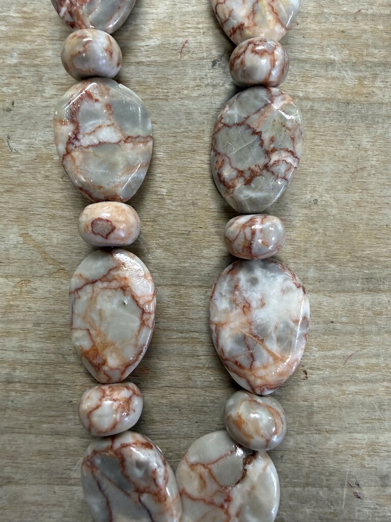 PINK ZEBRA JASPER AND SEASHELL NECKLACE