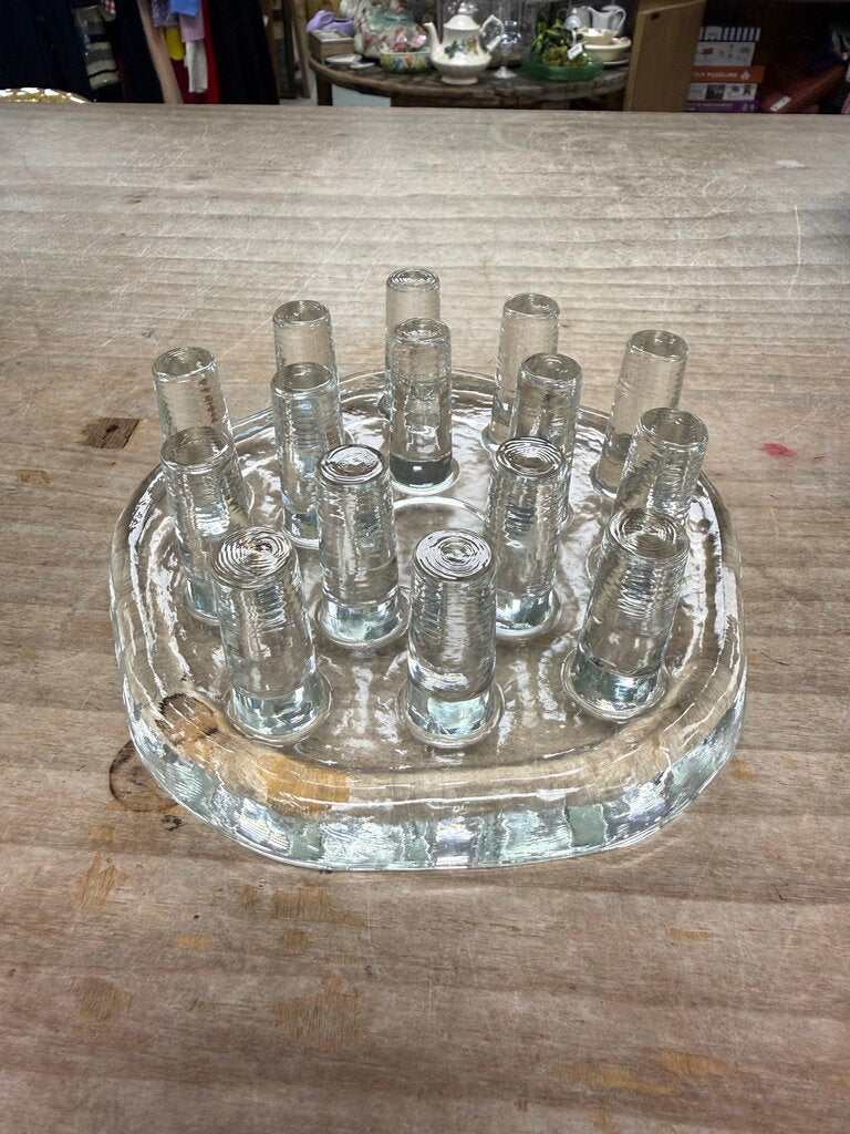 VINTAGE GLASS TEA LIGHT TRIVET WARMER STAND MADE IN GERMANY