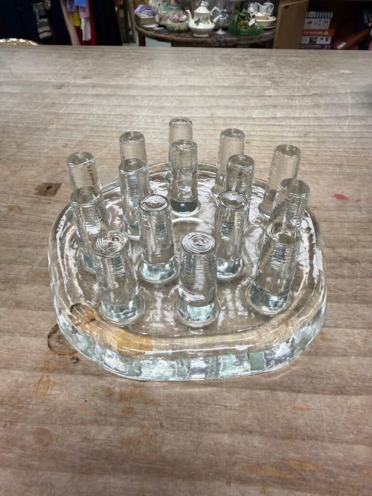 VINTAGE GLASS TEA LIGHT TRIVET WARMER STAND MADE IN GERMANY