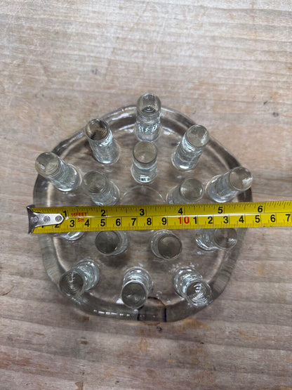 VINTAGE GLASS TEA LIGHT TRIVET WARMER STAND MADE IN GERMANY