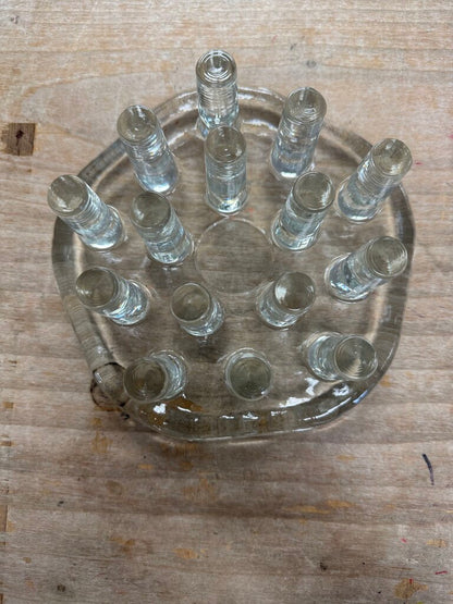 VINTAGE GLASS TEA LIGHT TRIVET WARMER STAND MADE IN GERMANY