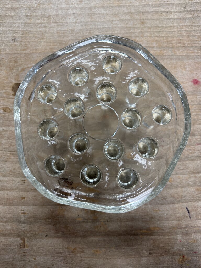 VINTAGE GLASS TEA LIGHT TRIVET WARMER STAND MADE IN GERMANY