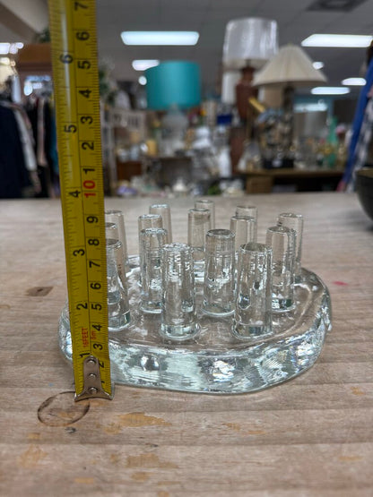 VINTAGE GLASS TEA LIGHT TRIVET WARMER STAND MADE IN GERMANY