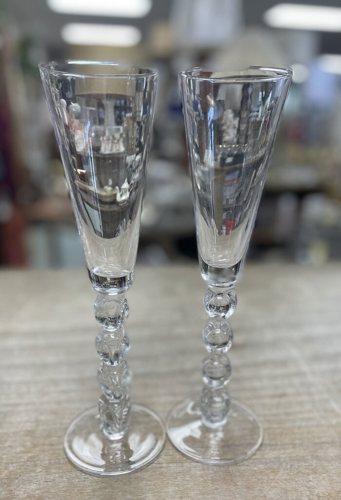 Z GALLERIE GLASS CHAMPAGNE FLUTES SET OF 2