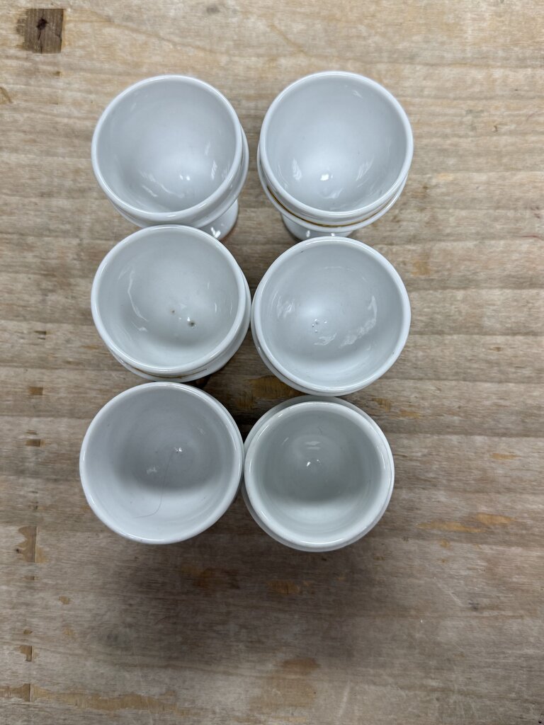 VINTAGE FRENCH EGG CUP HOLDER TRAY W/ SET OF 6 CUPS