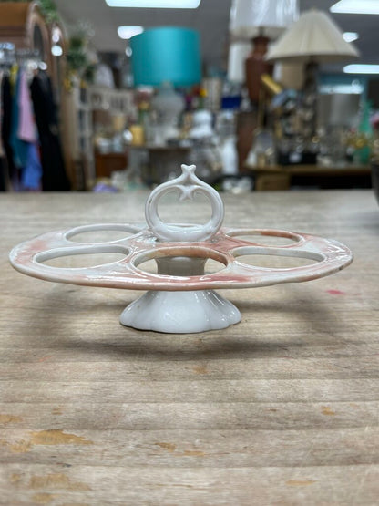 VINTAGE FRENCH EGG CUP HOLDER TRAY W/ SET OF 6 CUPS