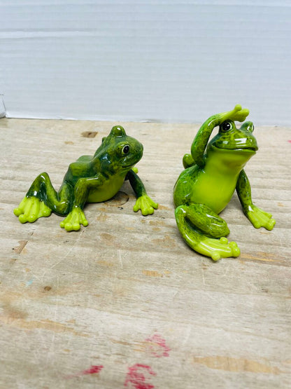 GANZ GREEN FROG FIGURINE SET OF 2