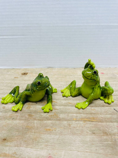 GANZ GREEN FROG FIGURINE SET OF 2