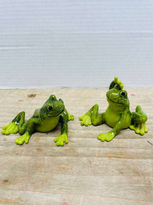 GANZ GREEN FROG FIGURINE SET OF 2