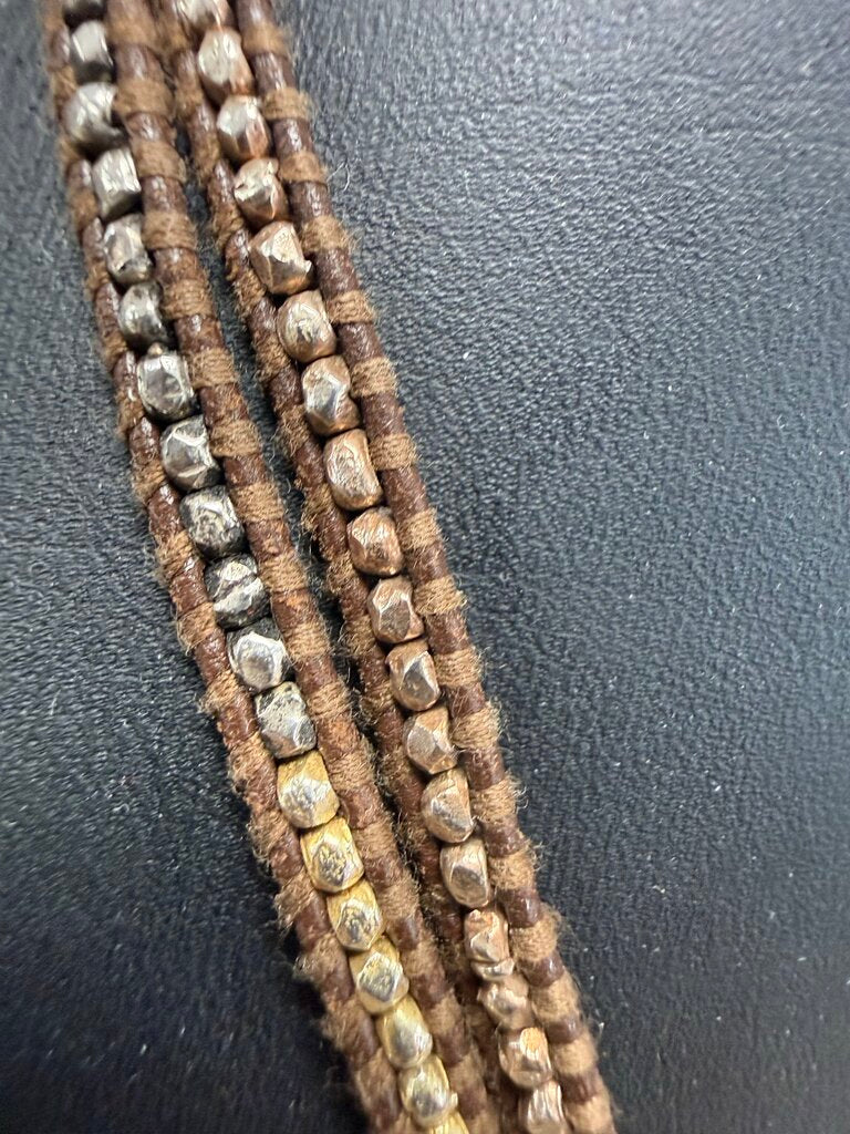 CHAN LUU BROWN LEATHER AND STERLING NECKLACE