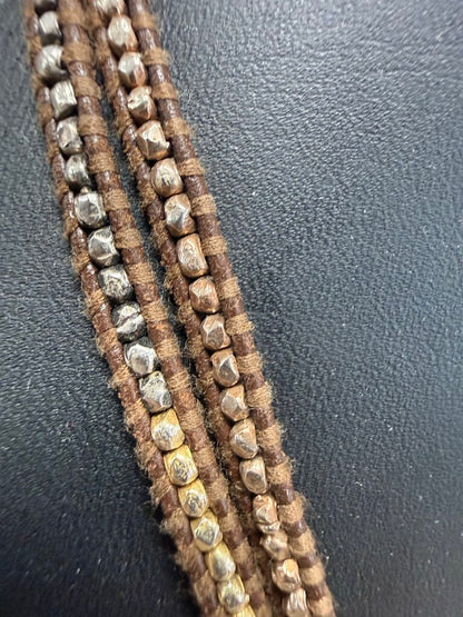 CHAN LUU BROWN LEATHER AND STERLING NECKLACE