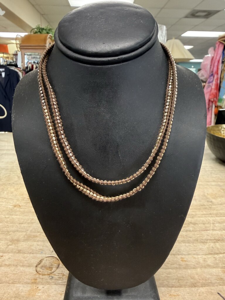 CHAN LUU BROWN LEATHER AND STERLING NECKLACE