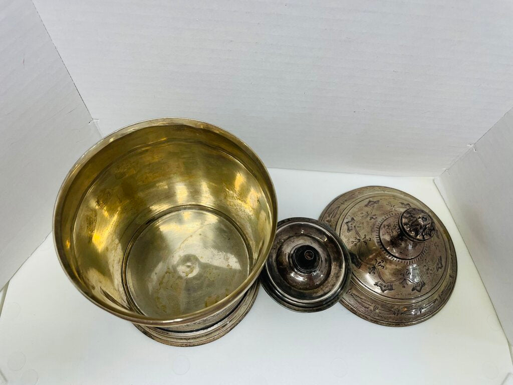 ANTIQUE SILVER PLATE INCISED JAR
