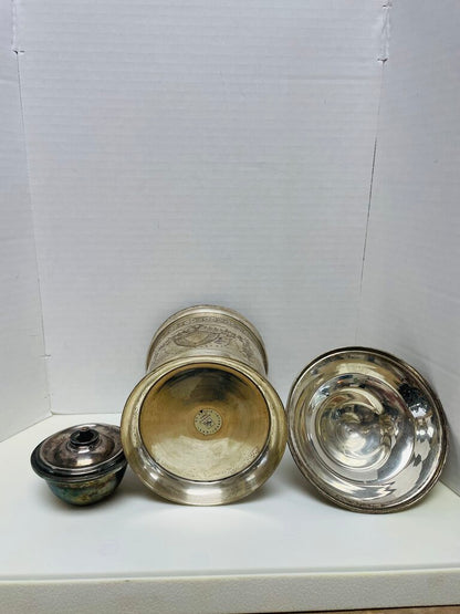 ANTIQUE SILVER PLATE INCISED JAR
