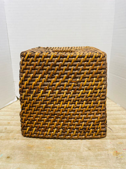 VINTAGE RATTAN TISSUE BOX COVER