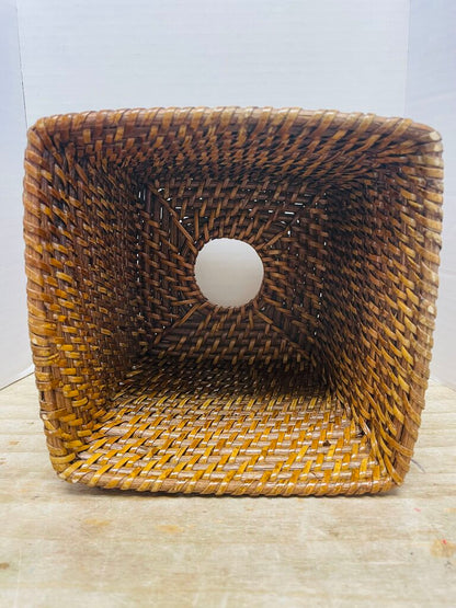 VINTAGE RATTAN TISSUE BOX COVER