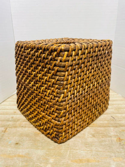 VINTAGE RATTAN TISSUE BOX COVER