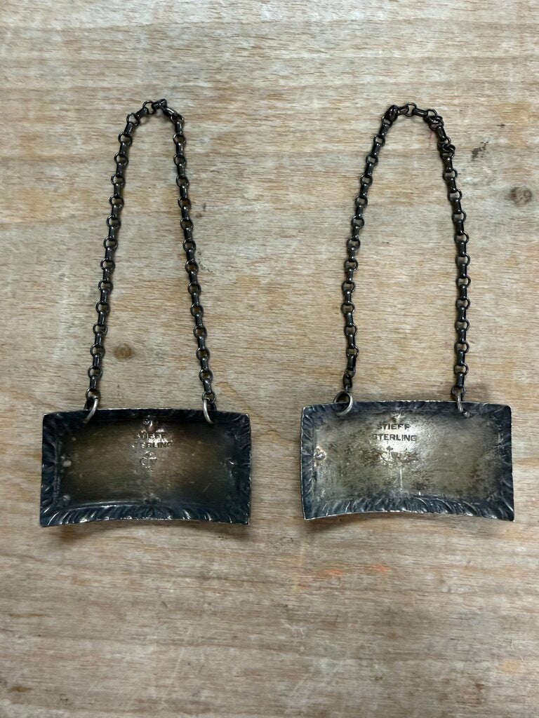 VINTAGE 925 BOURBON AND SCOTCH DECANTER LABEL TAGS