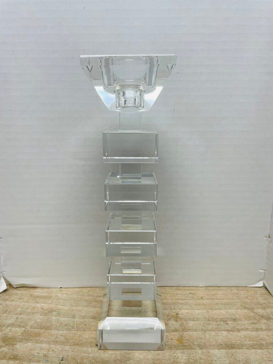 VINTAGE STACKED CUBED CRYSTAL CANDLESTICK