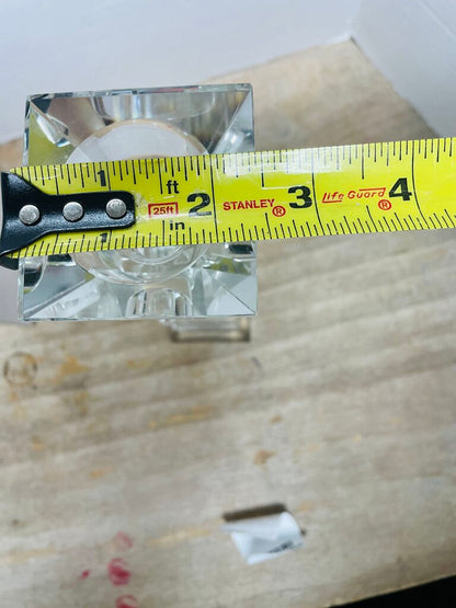 VINTAGE STACKED CUBED CRYSTAL CANDLESTICK