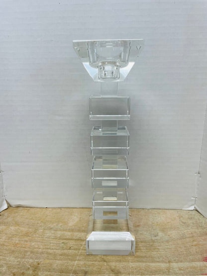 VINTAGE STACKED CUBED CRYSTAL CANDLESTICK