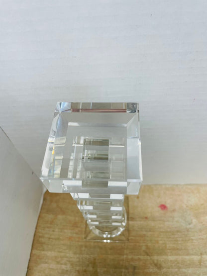 VINTAGE STACKED CUBED CRYSTAL CANDLESTICK