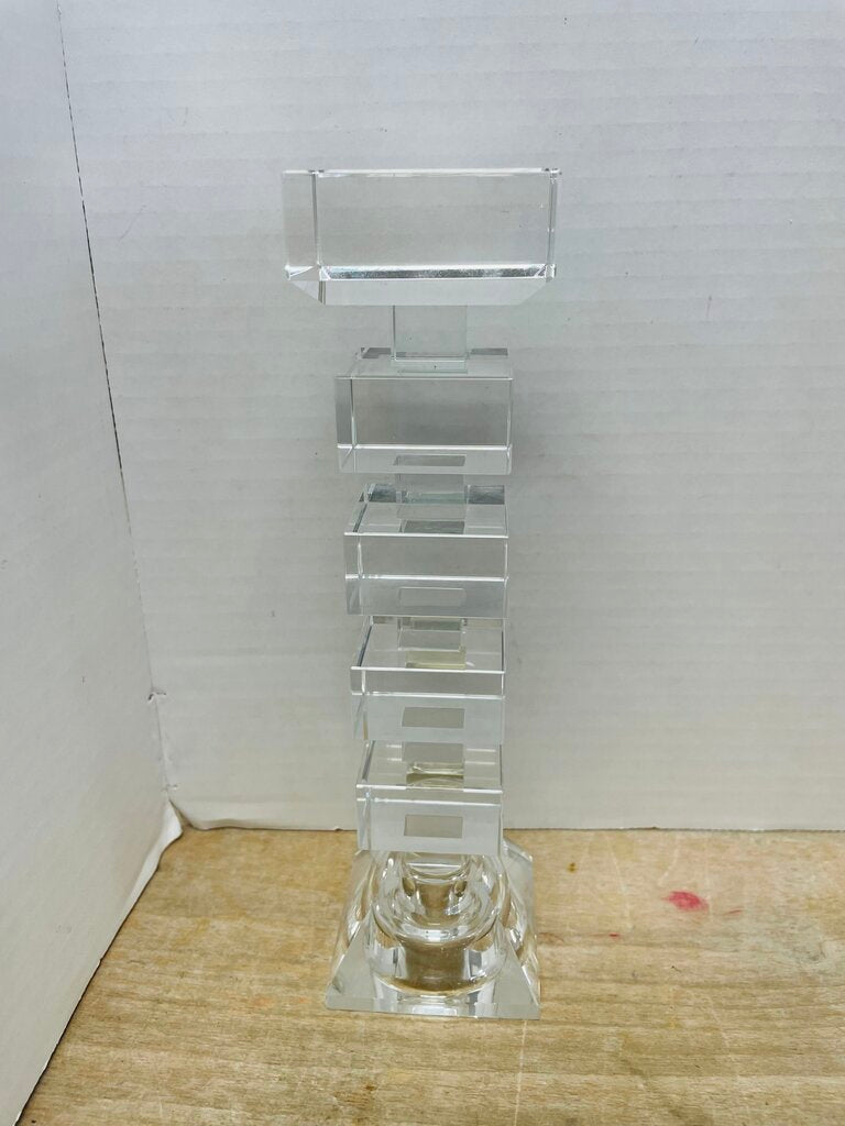 VINTAGE STACKED CUBED CRYSTAL CANDLESTICK