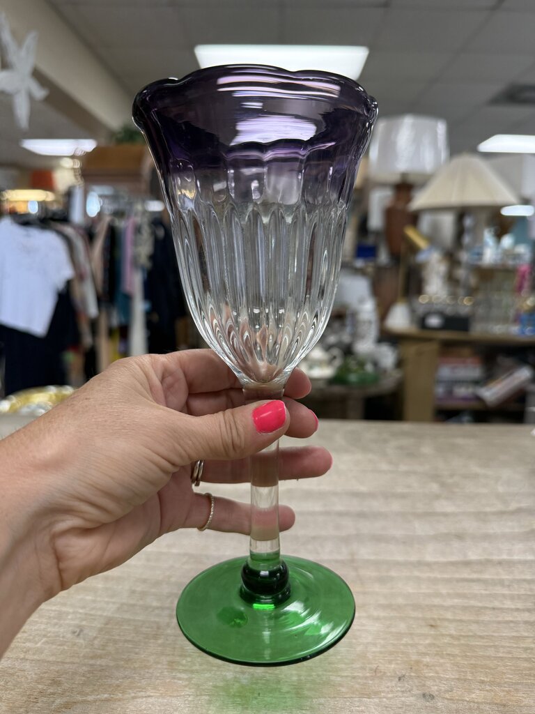 ANTHROPOLOGIE SAINTPAULIA WINE TULIP HANDBLOWN GLASS