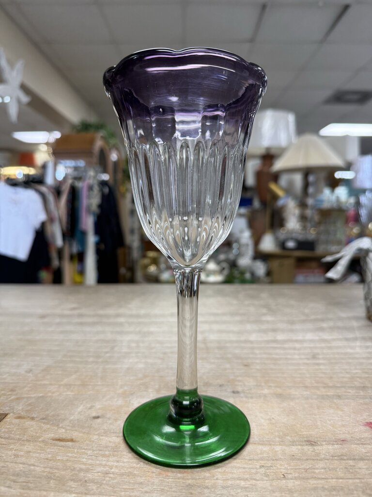 ANTHROPOLOGIE SAINTPAULIA WINE TULIP HANDBLOWN GLASS