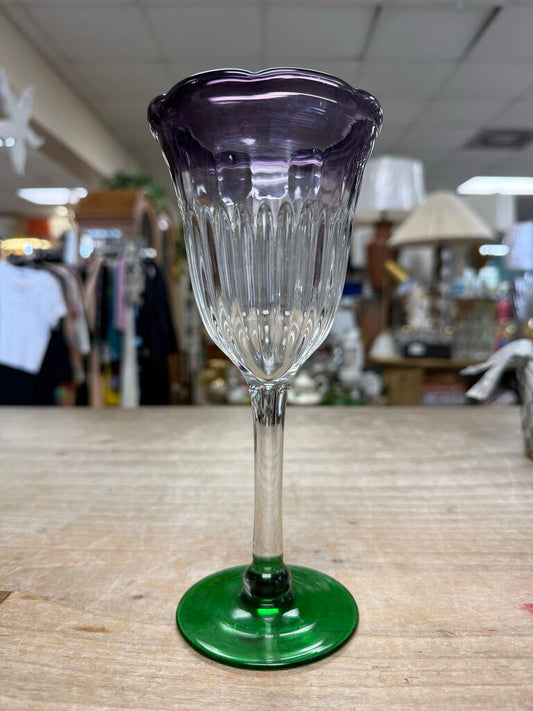 ANTHROPOLOGIE SAINTPAULIA WINE TULIP HANDBLOWN GLASS