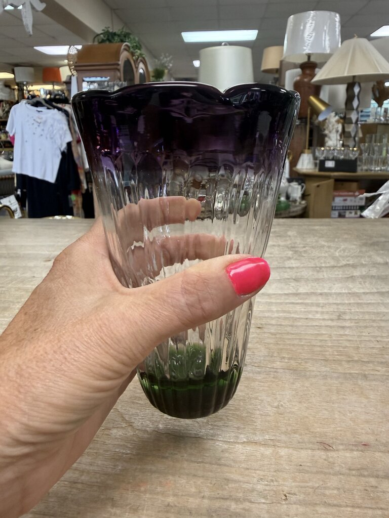 ANTHROPOLOGIE SAINTPAULIA TUMBLER TULIP HANDBLOWN GLASS