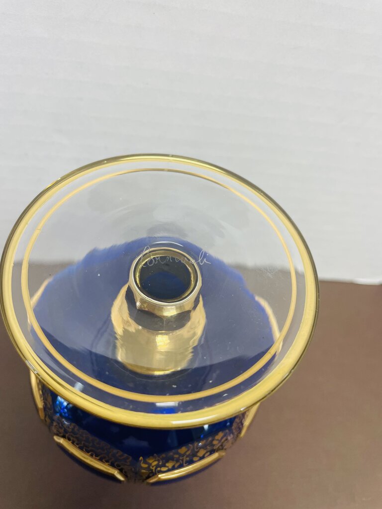 CARNEVALI BLUE AND GOLD SMALL GOBLET 4.5"x2.5"