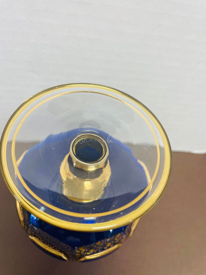 CARNEVALI BLUE AND GOLD SMALL GOBLET 4.5"x2.5"