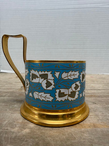 VINTAGE CLOISONNE TEA GLASS HOLDERS SET OF 2