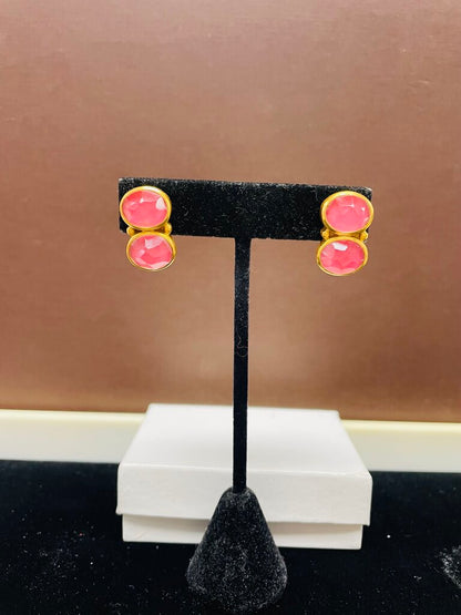 NEW JULIE VOS HOT PINK AND GOLD COLOR EARRING