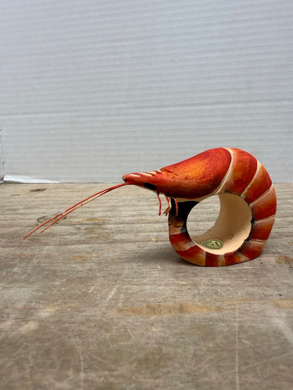WOODEN SHRIMP NAPKIN RINGS (SET OF 6)