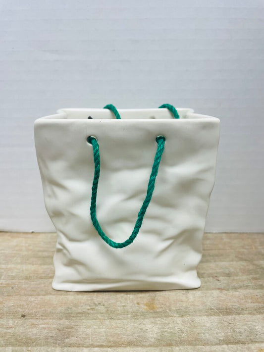 CERAMIC CRINKLE PAPER BAG DECOR/VASE